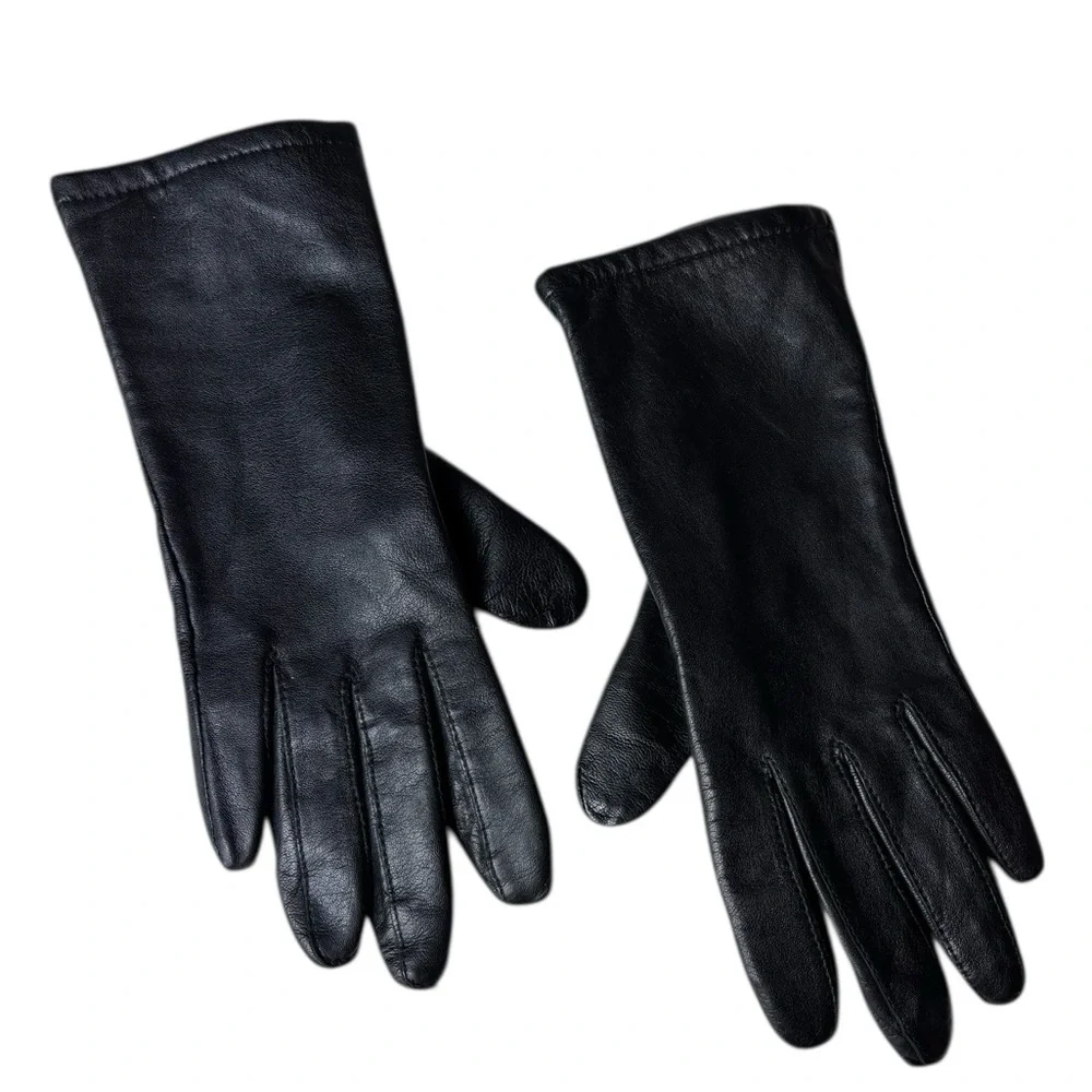 Elegant Fownes Black Leather Gloves Small 6.5 Retro